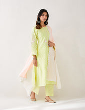 Yellow  embroidered kurta with plackett