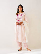 Light Pink Kurta with embroidered yoke