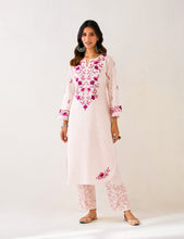Light Pink Kurta with embroidered yoke