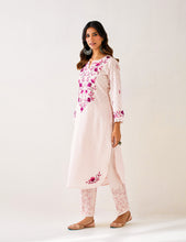 Light Pink Kurta with embroidered yoke