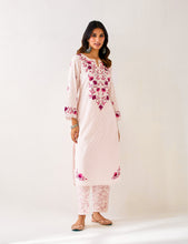 Light Pink Kurta with embroidered yoke