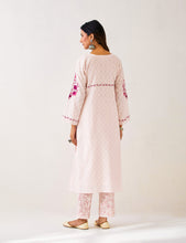 Light Pink  embroidered kurta with plackett