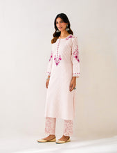 Light Pink  embroidered kurta with plackett