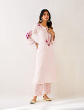 Light Pink  embroidered kurta with plackett