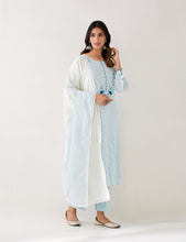 Light Blue embroidered kurta with plackett