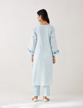 Light Blue Kurta with embroidered yoke