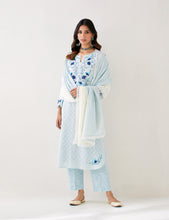 Off White and Blue dupatta with lace