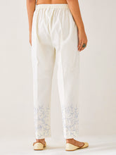 Off White  palazzo with embroidered hem