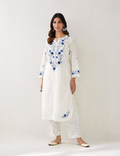 Off White Kurta with embroidered yoke
