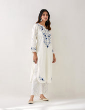 Off White Kurta with embroidered yoke