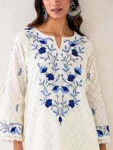 Off White Kurta with embroidered yoke