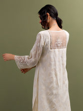 Ivory V neck Mul Chanderi Kurta and pant set