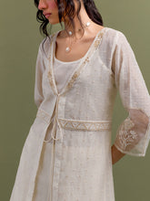 Ivory Mul Chanderi jacket set