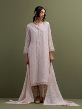 Pink Mul Chanderi Kurta and pant set with dupatta