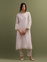 Pink Mul Chanderi Kurta and pant set