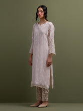 Pink Mul Chanderi Kurta and pant set with dupatta