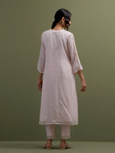 Pink Mul Chanderi  gather Kurta and pant set