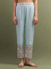 Blue Mul Chanderi Kurta and pant set with dupatta