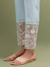 Blue Mul Chanderi Kurta and pant set with dupatta