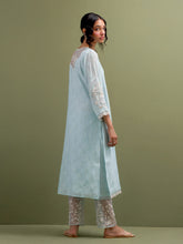Blue Mul Chanderi Kurta and pant set