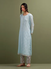 Blue Mul Chanderi Kurta and pant set