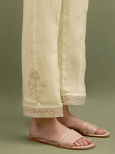 Yellow Mul Chanderi gather Kurta, pant and dupatta set with cotton sleeveless inner kurta