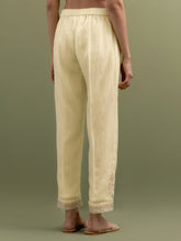 Yellow Mul Chanderi gather Kurta, pant and dupatta set with cotton sleeveless inner kurta