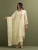 Yellow Mul Chanderi high low Kurta, pant and dupatta set