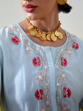 Placket embroidered kurta with pant