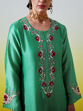 Placket embroidered kurta with pant