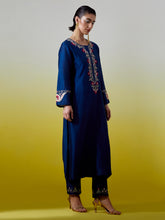 Placket embroidered kurta with pant