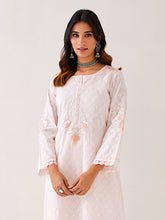 Light Pink  embroidered kurta with plackett