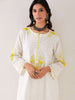Off White  embroidered kurta with plackett