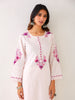 Light Pink  embroidered kurta with plackett