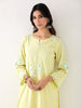 Yellow  embroidered kurta with plackett