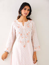 Light Pink Kurta with embroidered yoke