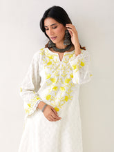Off White Kurta with embroidered yoke