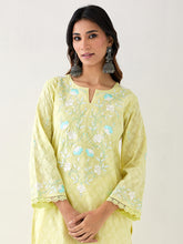 Yellow Kurta with embroidered yoke