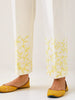 Off White  palazzo with embroidered hem