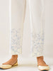 Off White  palazzo with embroidered hem