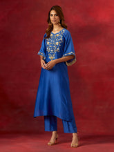 Blue embroidered yoke kurta set