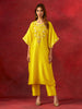 Yellow embroidered yoke kurta set