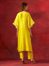Yellow embroidered yoke kurta set