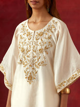 Off white embroidered yoke kurta set