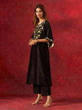 Black embroidered yoke kurta set