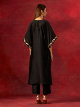Black embroidered yoke kurta set
