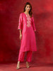 Fuchsia round hem kurta set