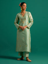 Green V neck kurta