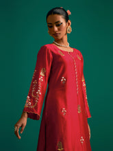 Red all over motifs kurta
