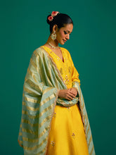 Yellow V neck kurta
